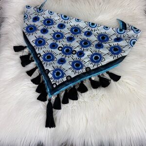 Embroidered Boho Western Necklace Scarf Tassels Beaded Hippie Chic